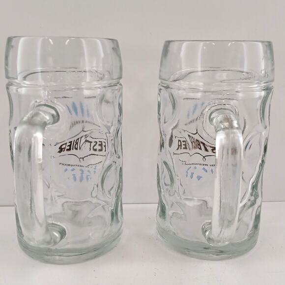 2 Gordon Biersch Festbier Beer Mugs 0.5L German Dimpled Glass Stein Set - Picture 5 of 15